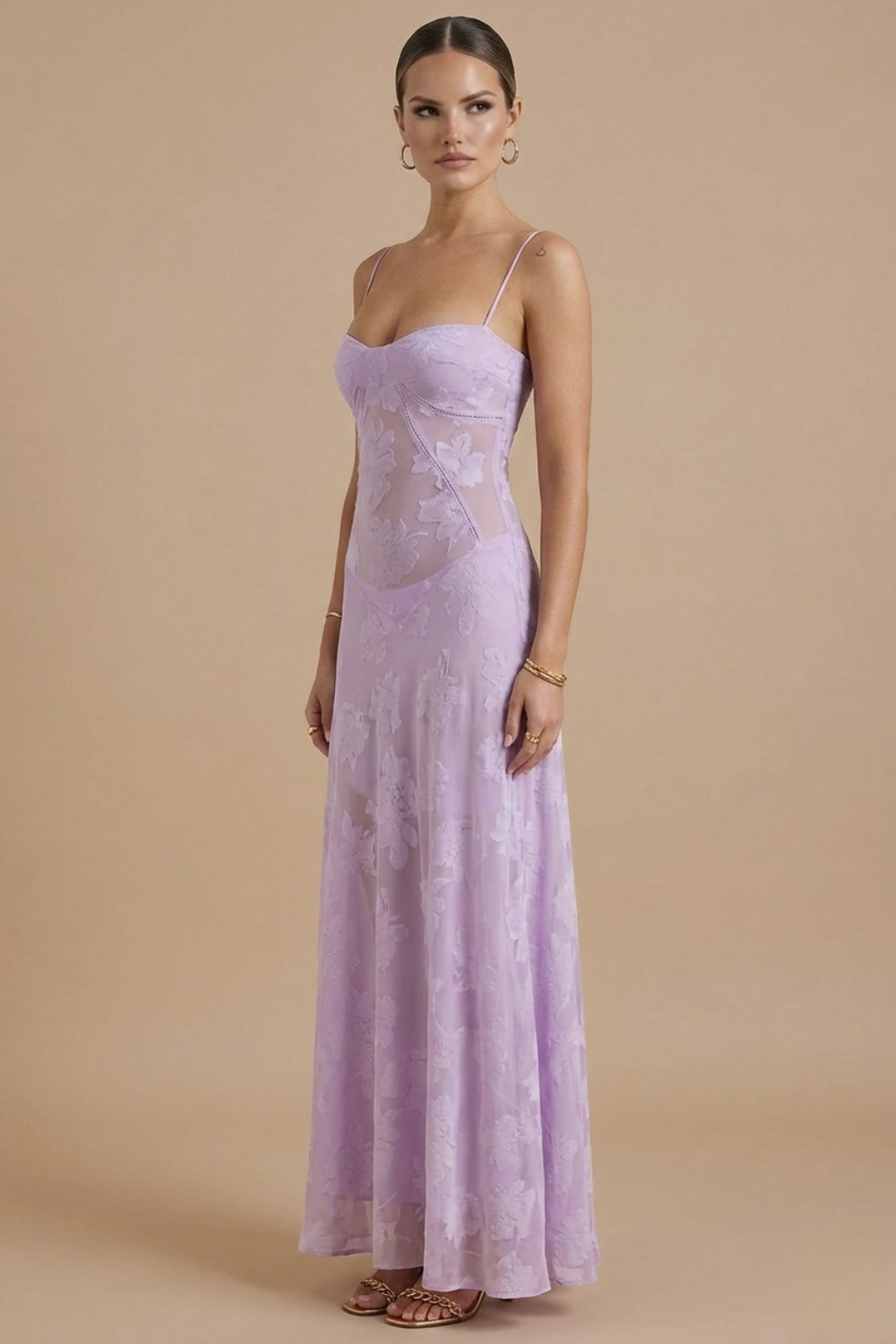 Damen Blumen Maxikleid Mit Dünnen Trägern