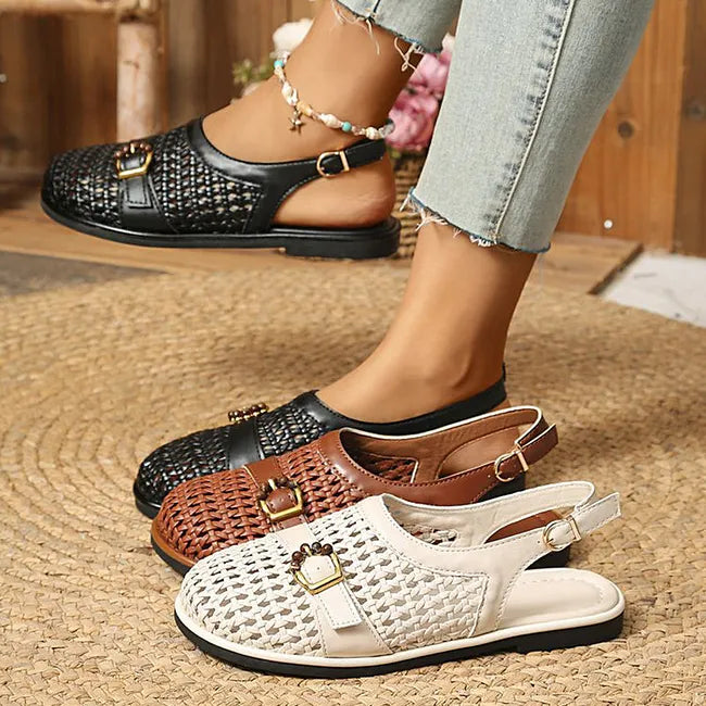 Damen Sandalen mit offenem Design und bequemer flacher Passform