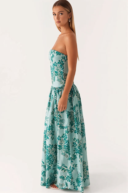 Bedrucktes Bandeau-Maxikleid für Damen in voller Länge