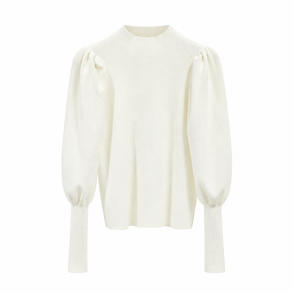 Damen Rippstrickpullover Mit Puffärmeln