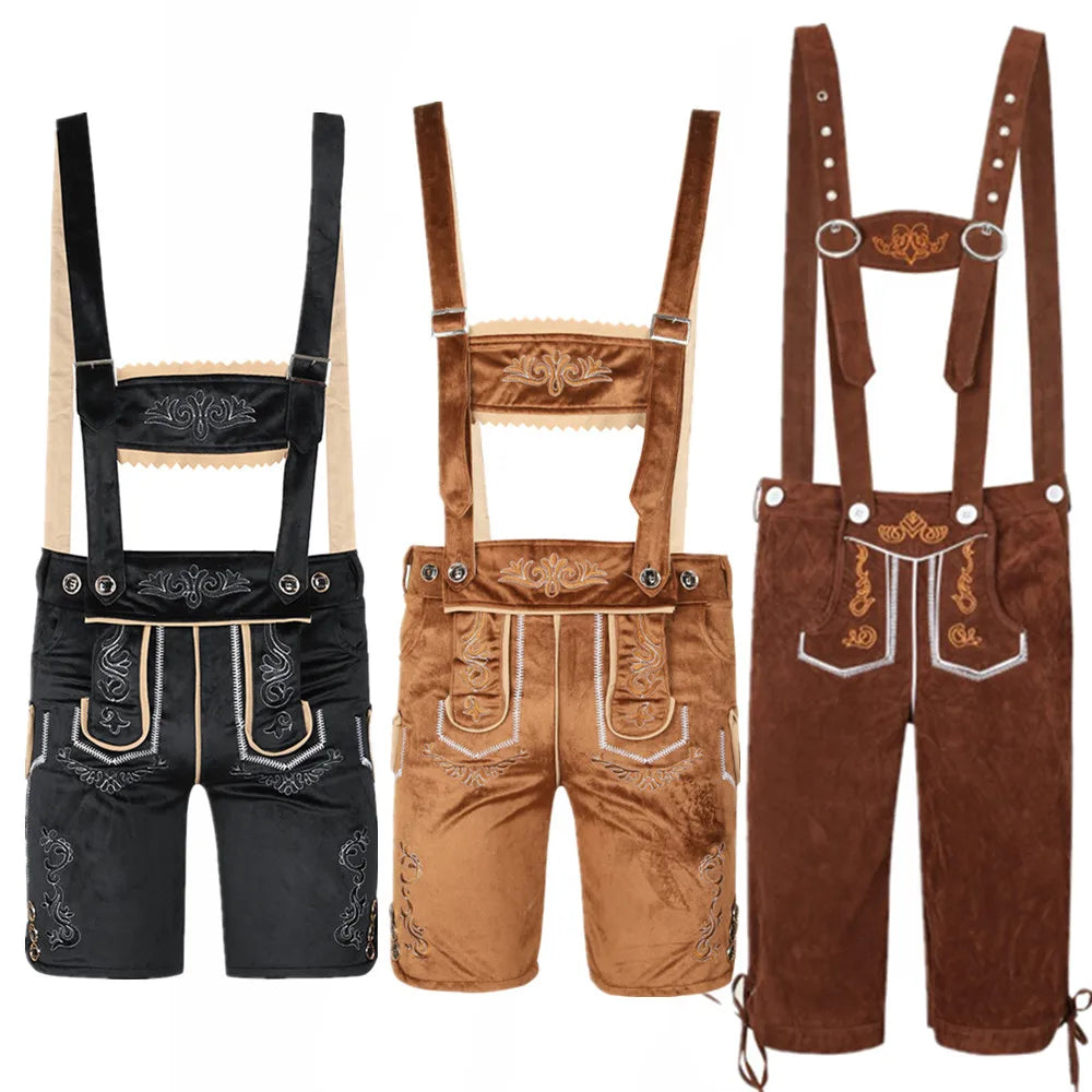 Traditionelles Lederhosen Kostüm mit verstellbaren Hosenträgern in braun