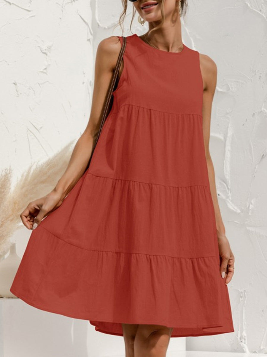 Uni Damenkleid plissiert in Mini-Länge für Sommer und Alltag