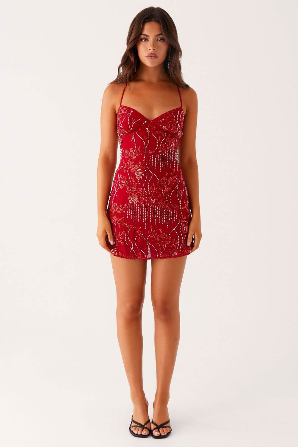 Kurzes Kleid aus Polyester mit Paillettenverzierung