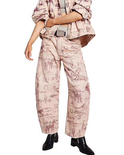 Damen Jeans Mit Print In Lockerer Passform