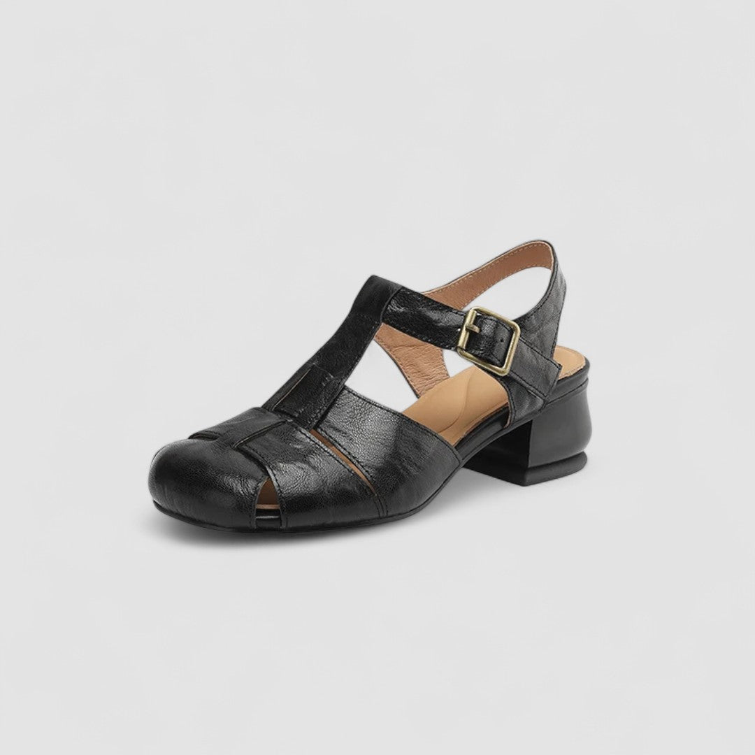 Ansicht der Sohle der Damen Mary-Jane-Schuhe mit Blockabsatz