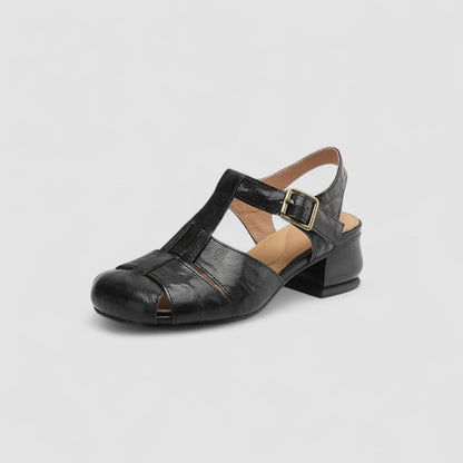 Ansicht der Sohle der Damen Mary-Jane-Schuhe mit Blockabsatz