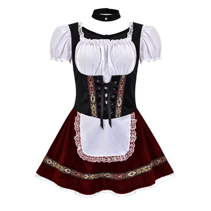 Damen Dirndlkleid Mit Schnürmieder Und Puffärmeln Für Oktoberfest