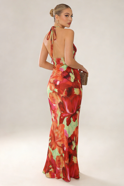 Maxikleid mit tropischem Blumenmuster
