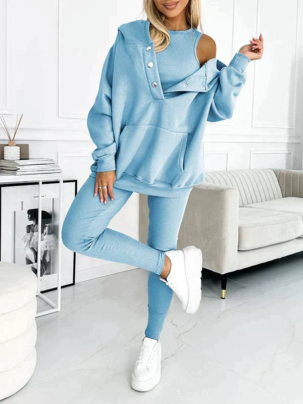 Langarmoberteil mit passender Hose als Damen-Loungewear-Set