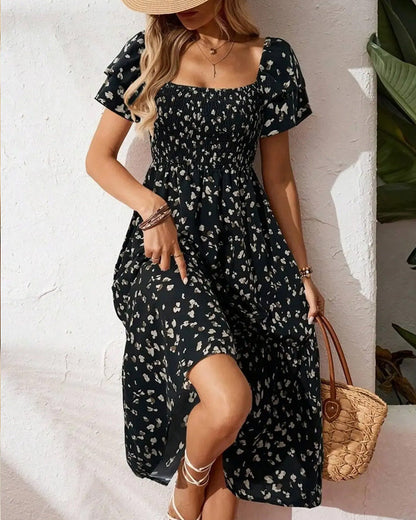 Damen Midi Kleid Mit Print Und A Linie
