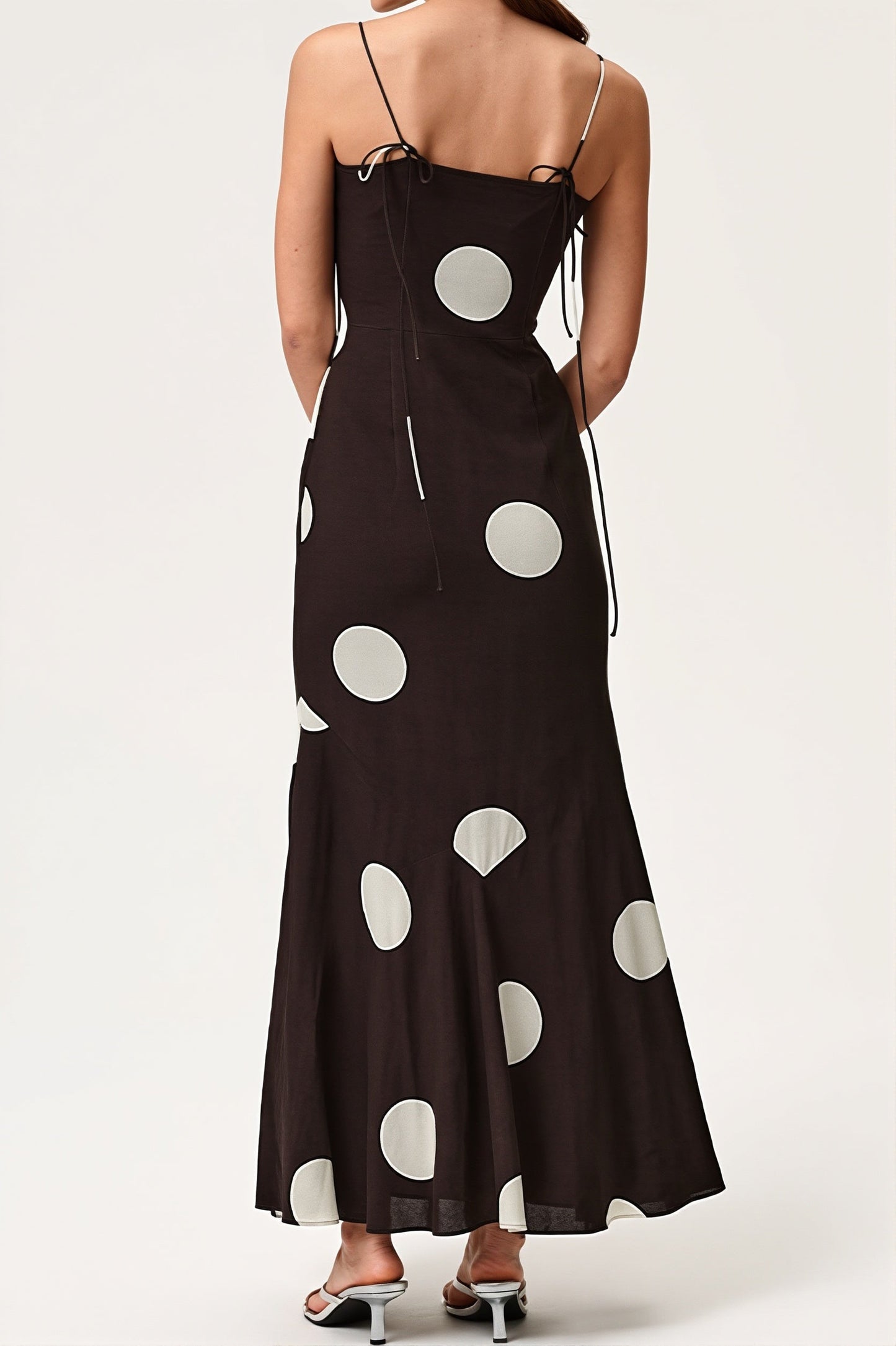 Damen Sommer-Maxikleid mit Polka Dot Print aus leichter Stoffqualität
