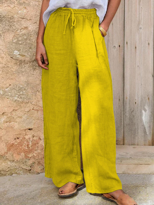 Damen Freizeit-Hose aus Baumwoll-Leinen-Mischung