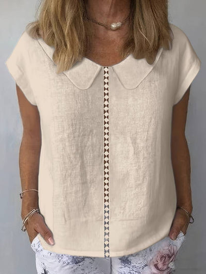 Damen Kurzarm Pullover in Seitenansicht mit kurzem Ärmel
