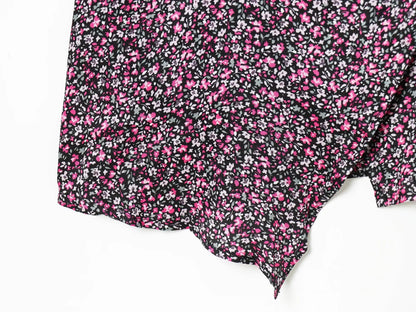 Damen V-Ausschnitt Blumiger Chiffon Unterkleid Ärmelloses Sommerkleid