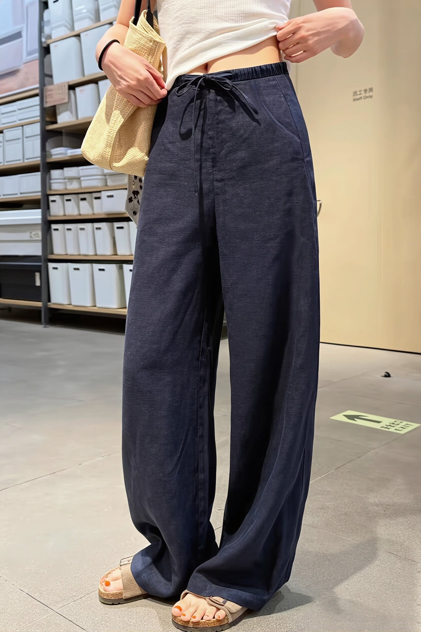 Damen Straight Leg Hose Mit Hoher Taille Locker