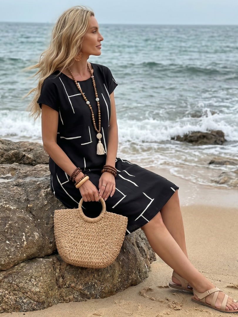 Luftiges Sommerkleid mit abstraktem Druck