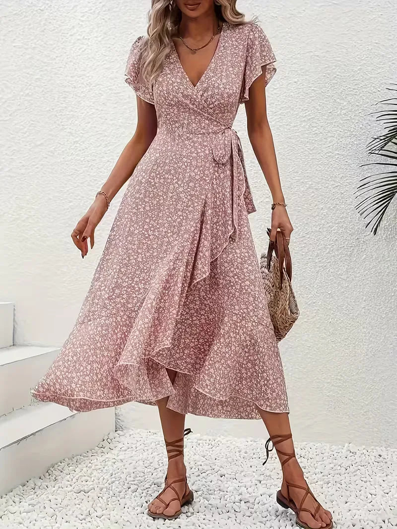 Florales Wickelkleid für Damen