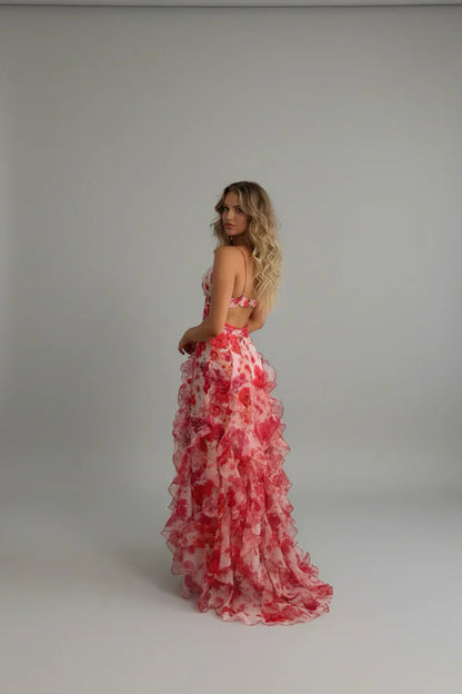 Santorini Maxikleid mit Blumenmuster