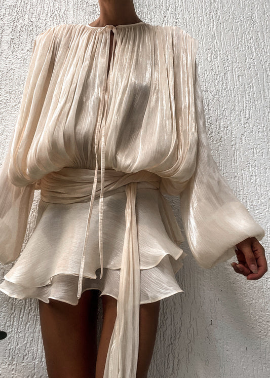 Estelle Champagner Satin Negligékleid