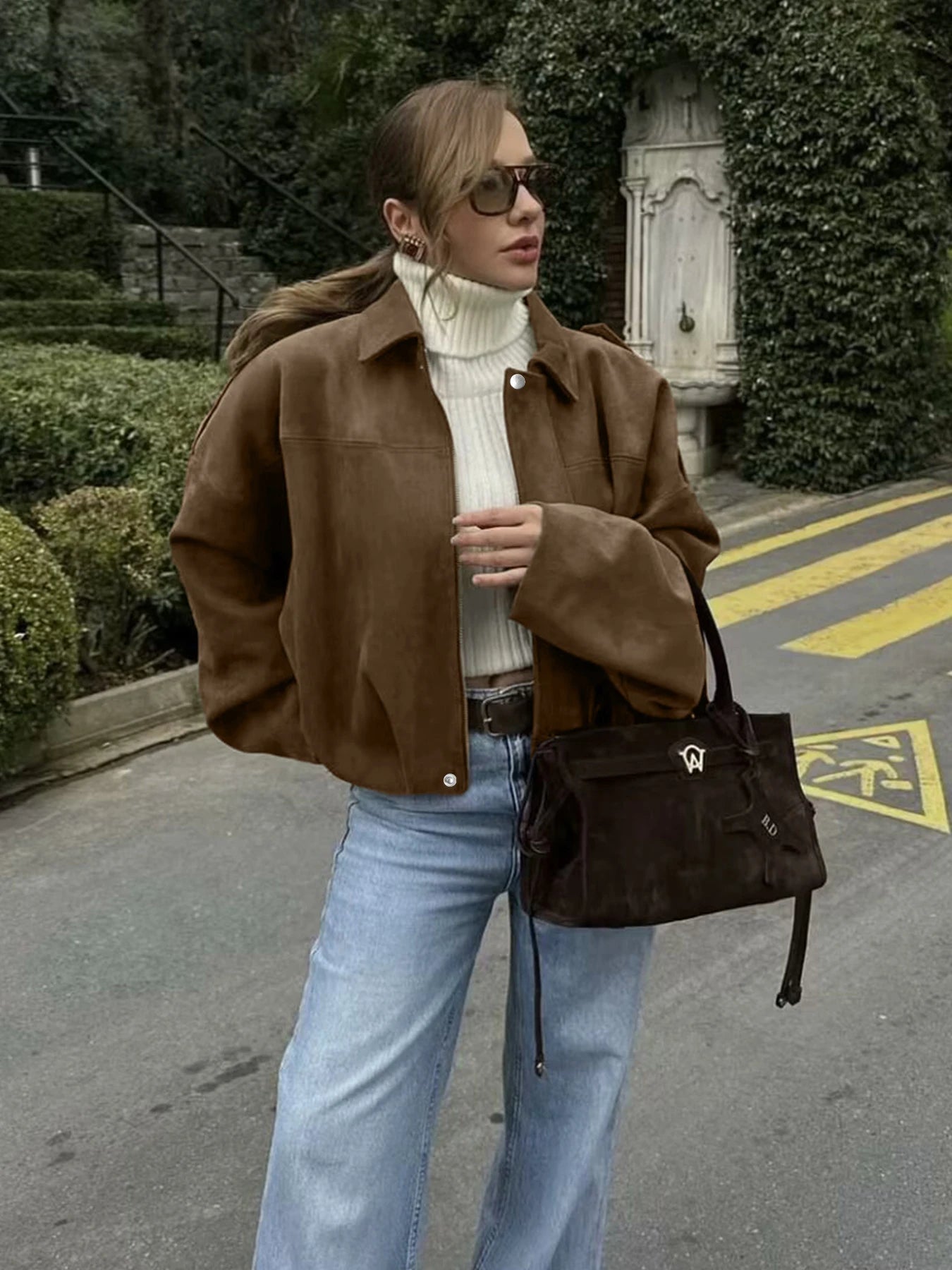 Damenjacke aus Polyester mit Cargo-Taschen und lockerem Schnitt
