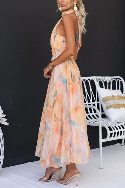 Damen Maxikleid mit Blumenprint in stilvoller Ansicht von vorne