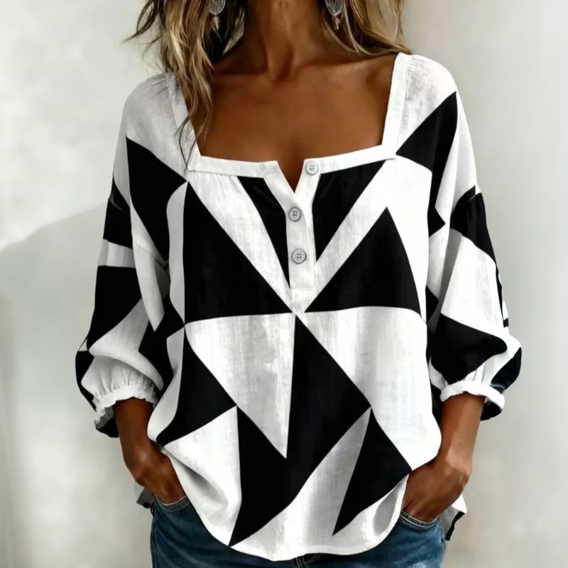 Legere Bluse Leicht Geometrisches Muster