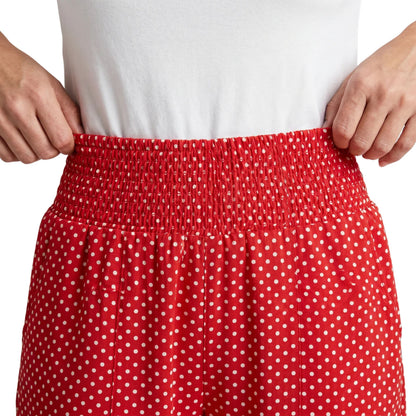 Damenweite Hose mit weitem Bein und Tupfenmuster