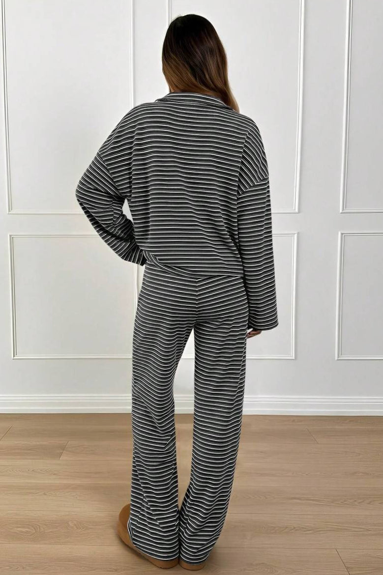 Detailansicht des Kragens am Damen Lounge Set