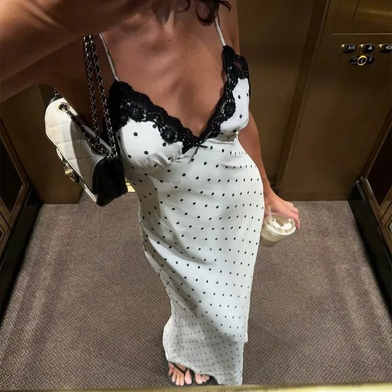 Ärmelloses Maxikleid mit Polka-Dots