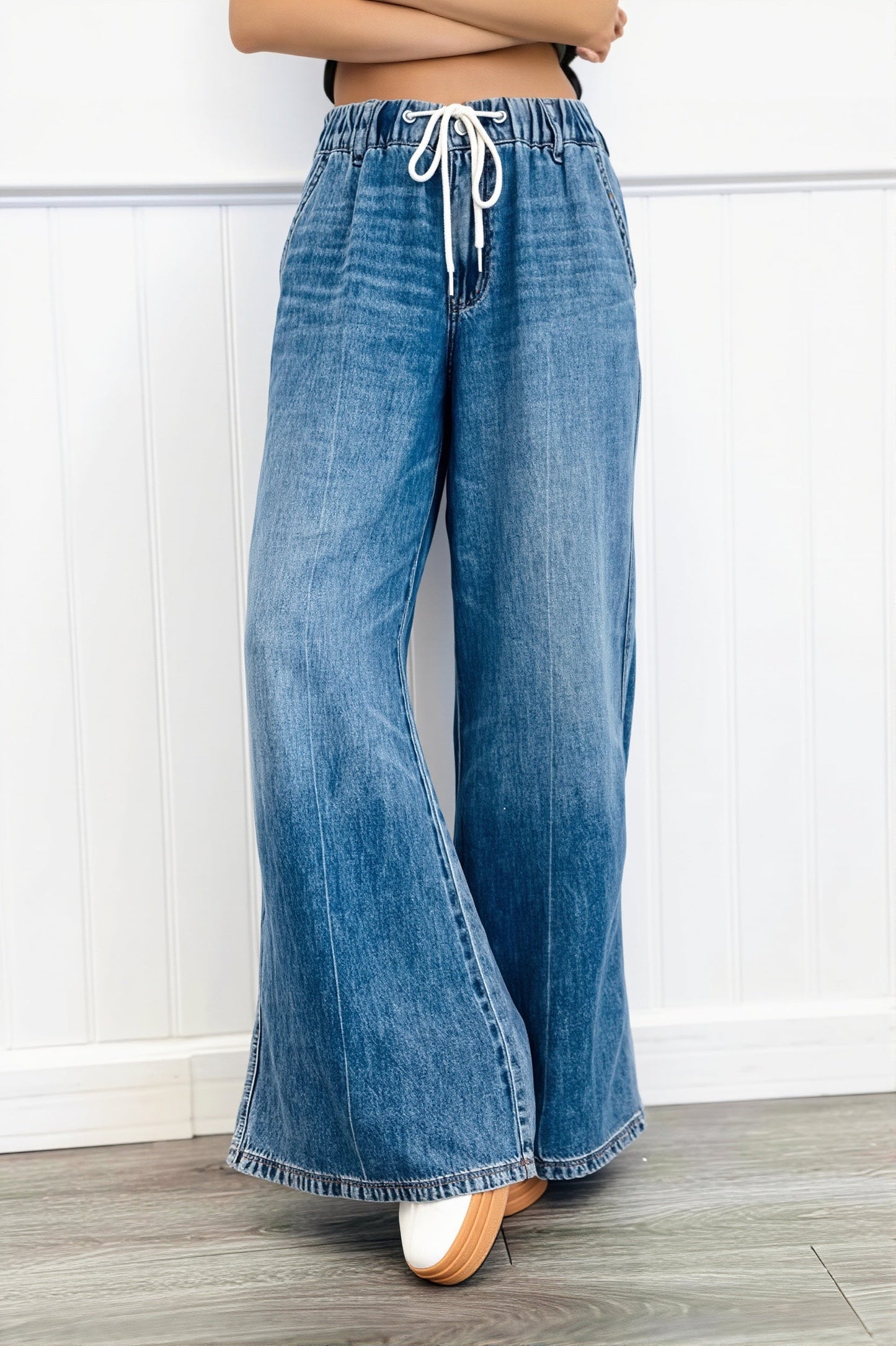 Damen Straight Leg Jeans Verwaschen Mit Hohem Bund