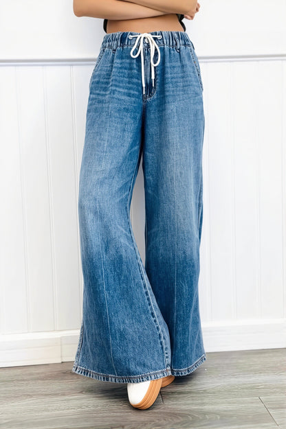 Damen Straight Leg Jeans Verwaschen Mit Hohem Bund