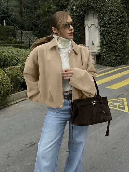 Damenjacke aus Polyester mit Cargo-Taschen und lockerem Schnitt