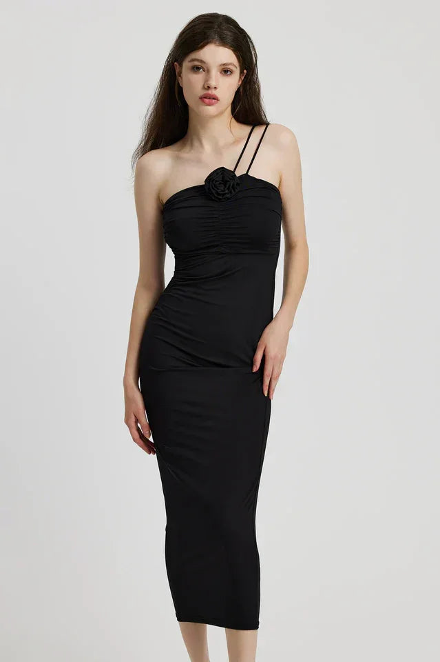 Damen Schwarzes Ärmelloses Maxikleid