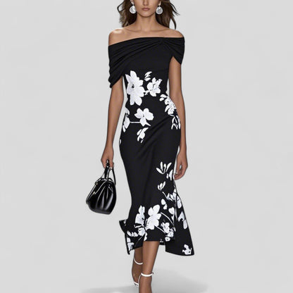 Statement-Muster Kleid mit lockerem Sitz in Midi-Länge