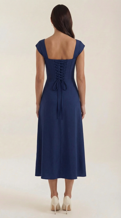 Damen Korsett Midi Kleid Hochzeitsgast Kleid