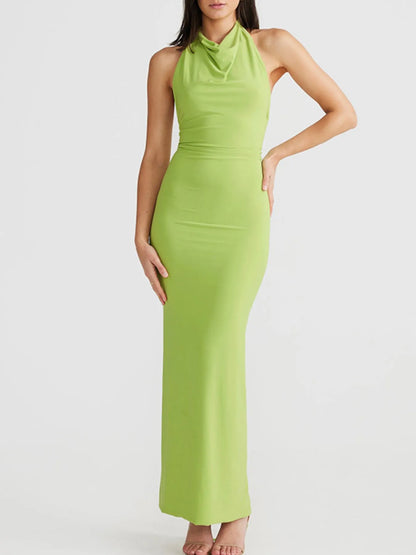 Damen Maxikleid Figurbetont Rückenfrei Mit Schlitz