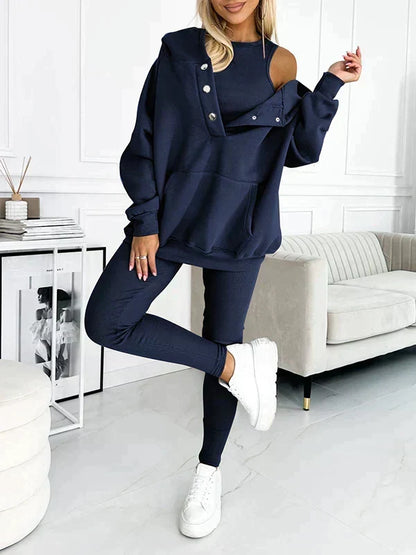 Damen Loungewear Set Langarmoberteil Elastischer Bund
