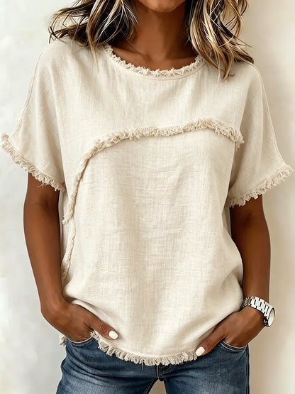 Lässiges Damen T-Shirt mit kurzen Ärmeln und Rundhalsausschnitt