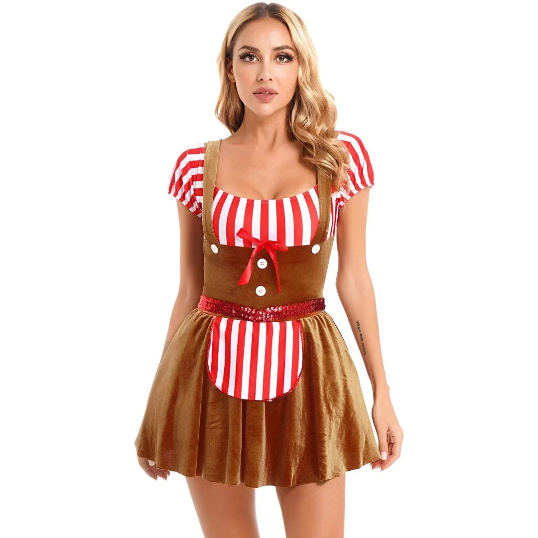 Damen Dirndl Traditioneller Stil Bequeme Passform