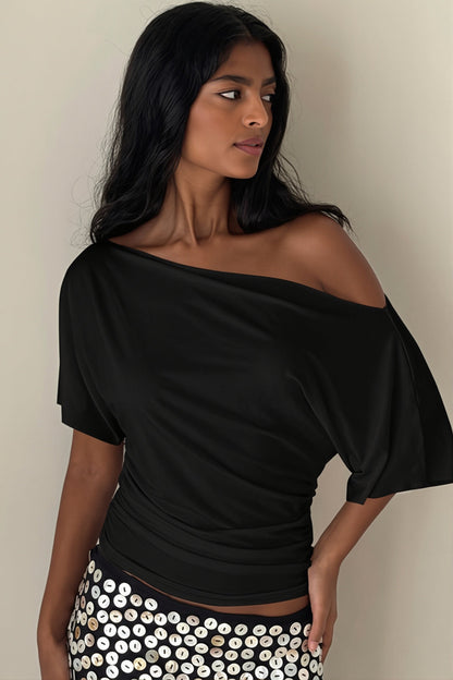 Schulterfreies T-Shirt für Damen in Rückansicht