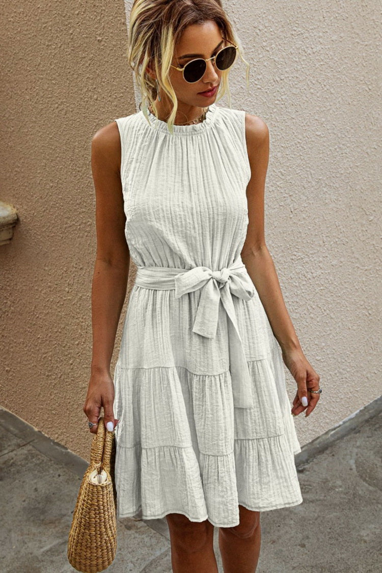 Ärmelloses Spitzen-Minikleid mit einfarbigem Design