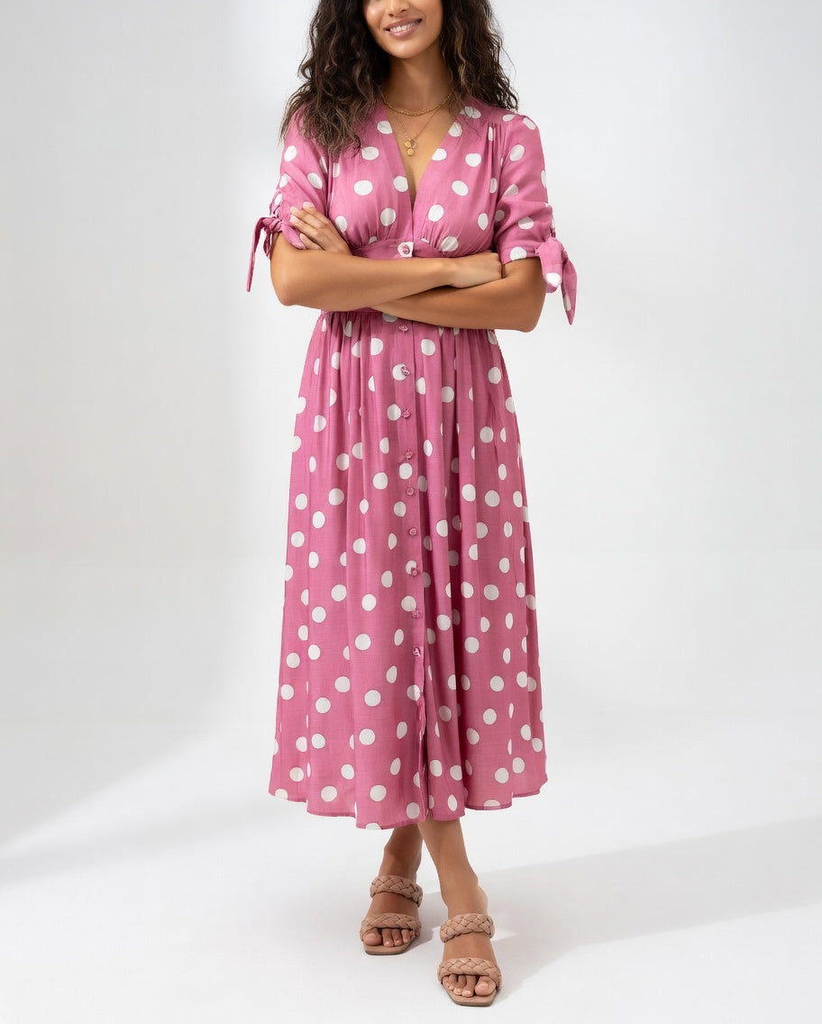 Elegantes Midi-Kleid mit Polka Dots für Damen