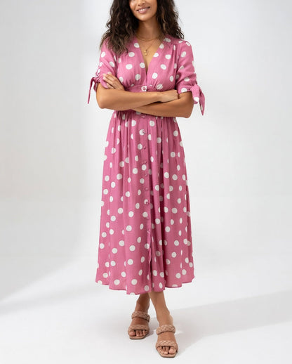 Elegantes Midi-Kleid mit Polka Dots für Damen