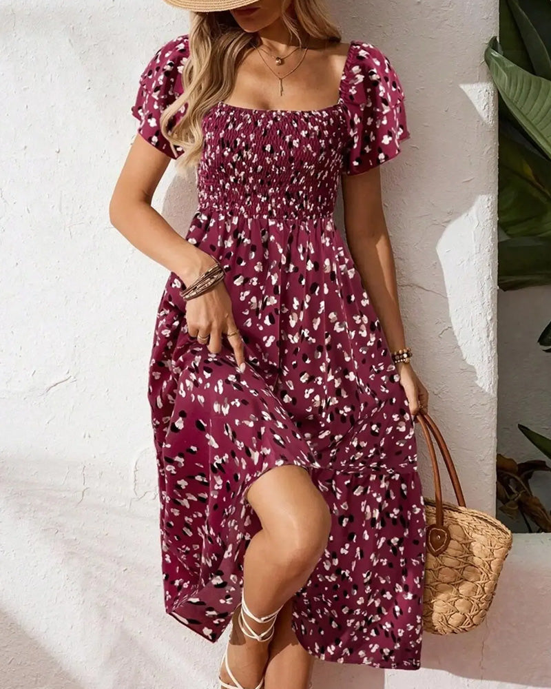 Damen Midi Kleid Mit Print Und A Linie