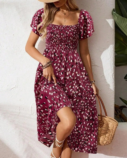 Damen Midi Kleid Mit Print Und A Linie