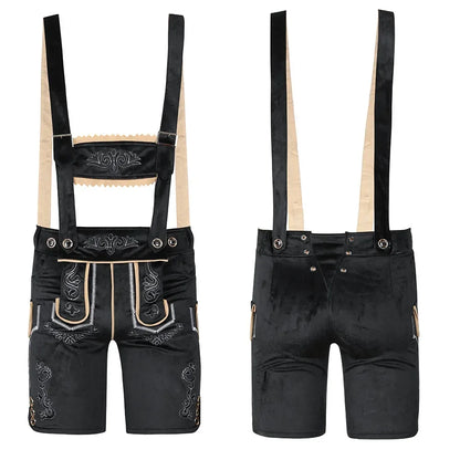 Lederhosen Kostüm in schwarz mit klassischen verstellbaren Hosenträgern