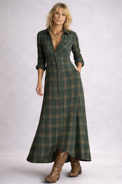 Karierter Maxikleid für Damen