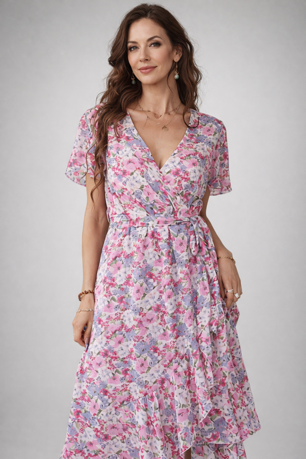 Florales Midikleid mit eleganter Silhouette