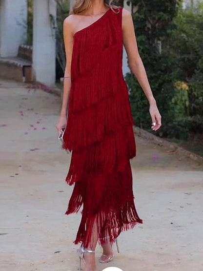 Müheloser Chic Asymmetrisches Maxikleid mit einer Schulter