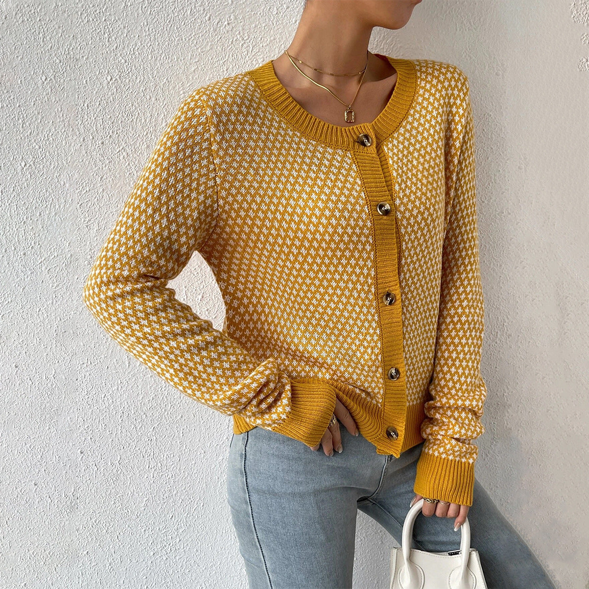 Damen Strick-Cardigan mit Knopfleiste vorne